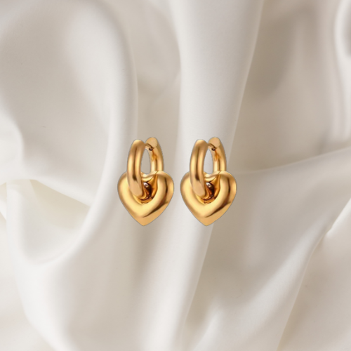 Locked In Gold Heart Earrings